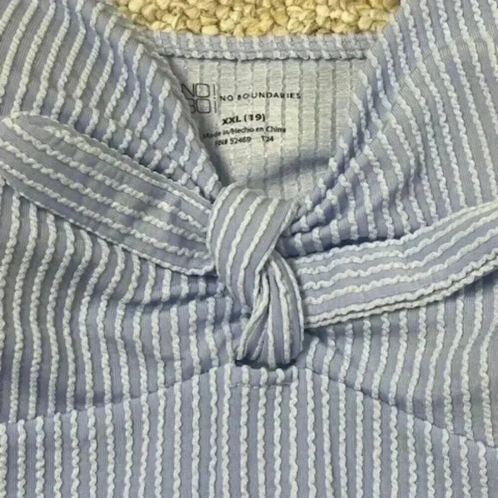 No Boundaries Junior Miss Light Blue Peasant Babydoll Ribbed Dress Size 2XL (19) - Picture 8 of 10